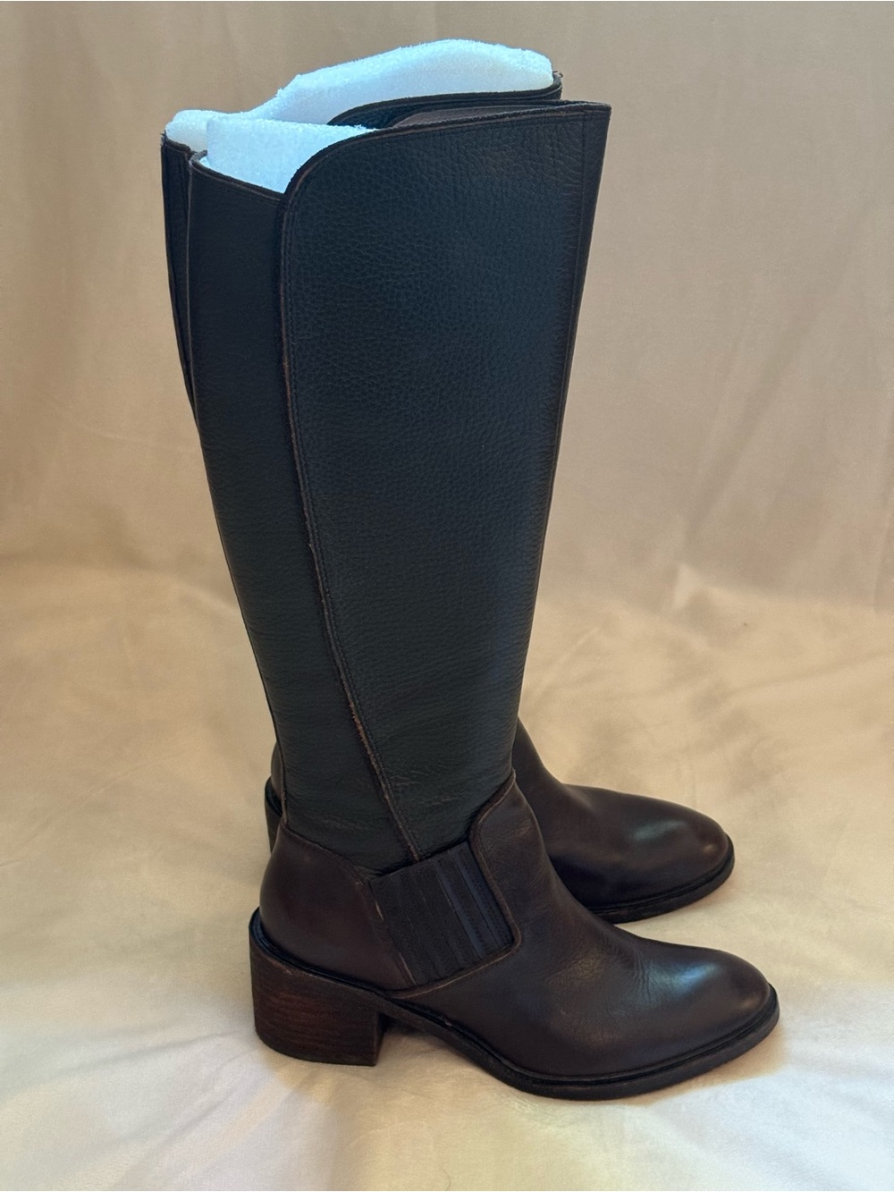Donald J Pliner Envy Riding Boots Tall Knee High Dark Brown Leather Womens